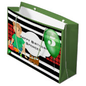 少年遊のパターンモダン誕生日 ラージペーパーバッグ (正面アングル)