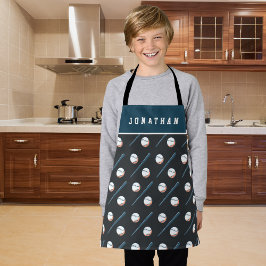少年野球こうもり&ボールスポーツ男らしキッズネーム エプロン