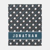 少年野球こうもり&ボールスポーツ男らしキッズネーム フリースブランケット (正面)