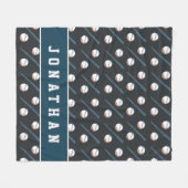 少年野球こうもり&ボールスポーツ男らしキッズネーム フリースブランケット (正面(横))