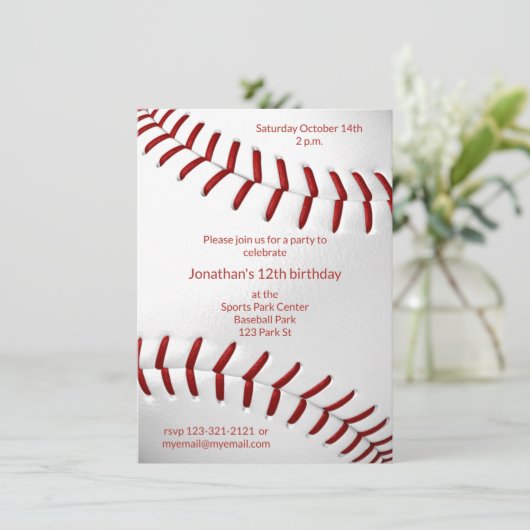 少年野球の誕生日またはチームのパーティー 招待状 (スタンド正面)