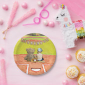 少年野球をテーマにした少年の赤ちゃんシャワー ペーパープレート (パーティー)