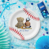 少年野球をテーマにした男の子赤ちゃんシャワー民族 ペーパープレート (パーティー)