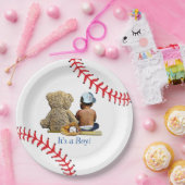 少年野球をテーマにした男の子赤ちゃんシャワー民族 ペーパープレート (パーティー)