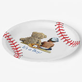 少年野球をテーマにした男の子赤ちゃんシャワー民族 ペーパープレート (アングル)