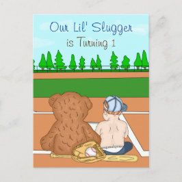 少年野球をテーマにした第1回誕生日 ポストカード