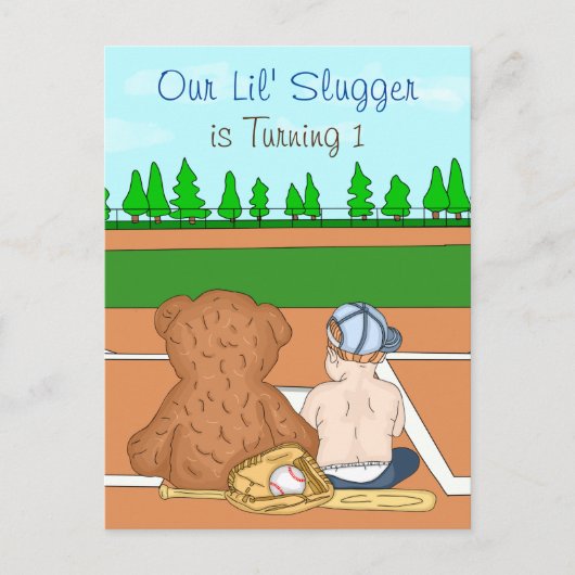 少年野球をテーマにした第1回誕生日 ポストカード (正面)