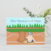 少年野球をテーマにした赤ちゃんシャワー招待状 招待状 (スタンド正面)