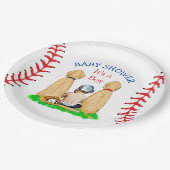 少年野球をテーマにした赤ちゃんシャワー2研究室とベビー ペーパープレート (アングル)