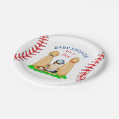 少年野球をテーマにした赤ちゃんシャワー2研究室とベビー ペーパープレート (アングル)