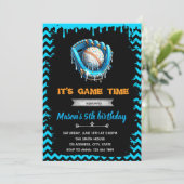 少年野球アイスクリームドリップ誕生日招待状 招待状 (スタンド正面)