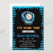 少年野球アイスクリームドリップ誕生日招待状 招待状 (正面/裏面)