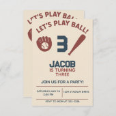 少年野球バットスポーツ誕生日パーティー 招待状 (正面/裏面)