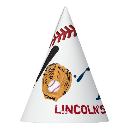 少年野球パーソナライズされた誕生日パーティー帽子 パーティーハット (左)