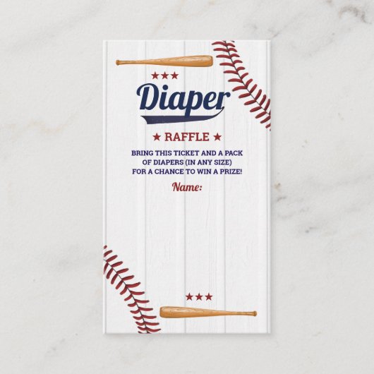 少年野球ベビーシャワーおむつラッフル エンクロージャーカード (正面)