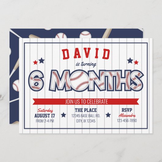 少年野球1/2誕生日招待状 招待状 (正面/裏面)