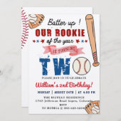 少年野球2ndバースデーパーティー打者 招待状 (正面/裏面)