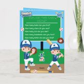 少年野球 秘密メッセージ ハッピーバースデー カード (裏面)