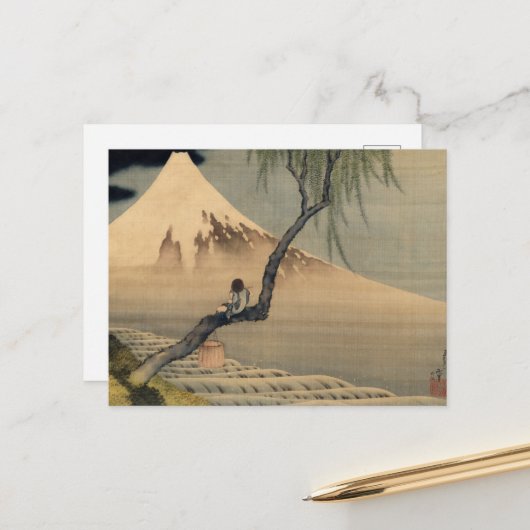 少年鑑賞中山富士（葛飾北斎） シーズンポストカード (正面/裏面インサイチュ)