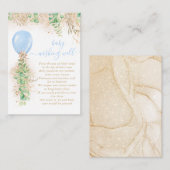 少年風船グリーン願い事の井戸ベビーシャワー エンクロージャーカード (正面/裏面)