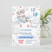 少年飛行機パーティーの招待状、クマ飛行機の誕生日 招待状 (スタンド正面)