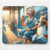 少年食べ物のアイスクリームコーン マウスパッド (正面)