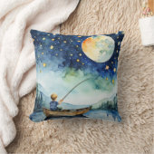 少年魚釣りアンダームーンウォーター色 クッション (ブランケット)