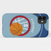 少年10代のキッズバスケットボールボールフープ青い名前 Case-Mate iPhoneケース (裏面(横))