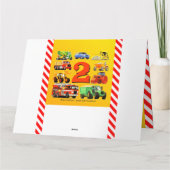少年2歳の誕生日建築カスタムトラック カード (裏面)