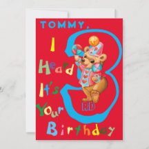 少年3歳のパーソナライズされた誕生日カード。