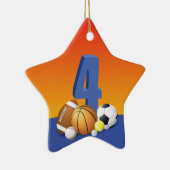 少年4歳の誕生日スポーツボール セラミックオーナメント (右)