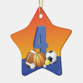 少年4歳の誕生日スポーツボール セラミックオーナメント (左)