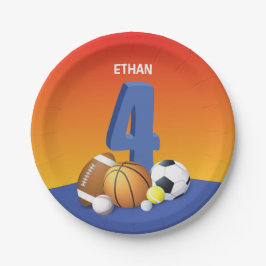 少年4歳の誕生日スポーツボール ペーパープレート