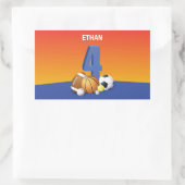 少年4歳の誕生日スポーツボール 長方形シール (バッグ)