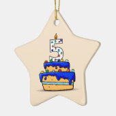 少年5位誕生日5 on Sweet Blue Cake セラミックオーナメント (左)