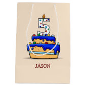 少年5位誕生日5 on Sweet Blue Cake ミディアムペーパーバッグ (裏面)