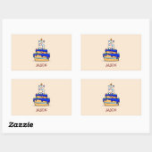 少年5位誕生日5 on Sweet Blue Cake 長方形シール (シート)