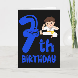 少年7歳の誕生日パーティー。7歳の誕生日。空手 カード