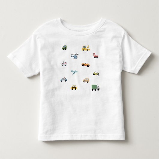 少年 かわいい 乗り物 カー パターン 名前 子ども トドラーTシャツ (正面)