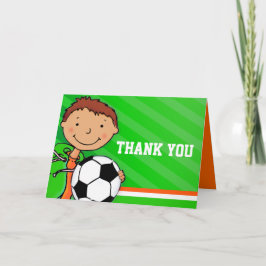 少年 キッズの誕生日パーティー 緑の感謝カード サンキューカード