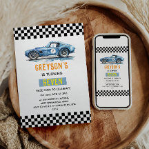 少年 クール ブルー レーシング カー キッズ バースデー