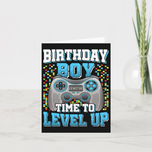 少年 ゲームレベルアップ 誕生日 お祝い 2 カード (正面)