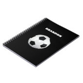 少年 サッカー ボール ブラック おしゃれ オーダーネーム キッズ ノートブック (左側)