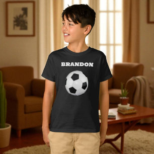 少年 サッカー ボール ブラック おしゃれ オーダーネーム キッズ Tシャツ
