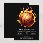 少年 パステルカラー 自由編集可能 バスケットボール 誕生日 招待状 (正面/裏面)