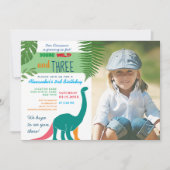 少年 フォト 3歳 誕生日 招待状 (正面)