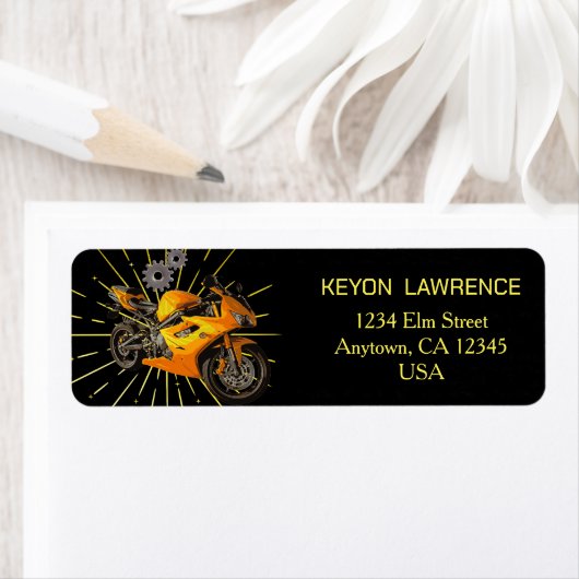 少年 ブラック＆ゴールド バイク オートバイ 自転車 カスタム ラベル (インサイチュ)