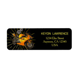 少年 ブラック&ゴールド バイク オートバイ 自転車 カスタム ラベル