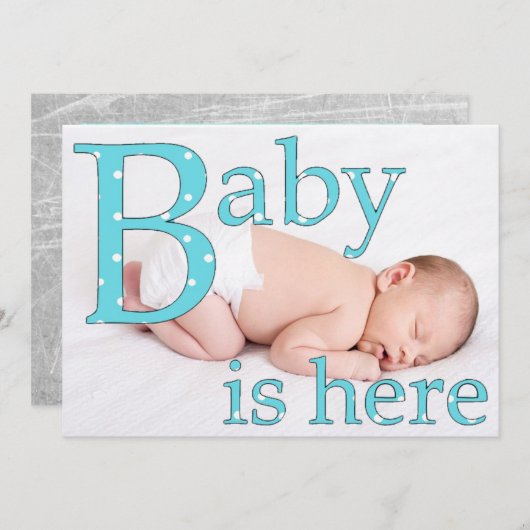 少年、ベビー、出産の発表 案内状 (正面/裏面)