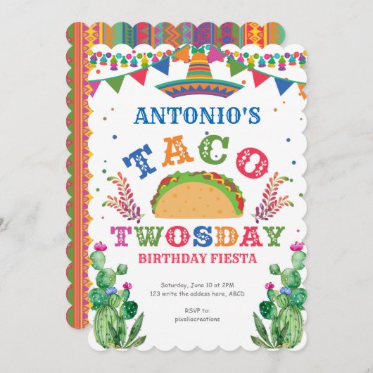 少年，メキシコタコ第2誕生日，フィエスタ，第2回 招待状 (正面/裏面)